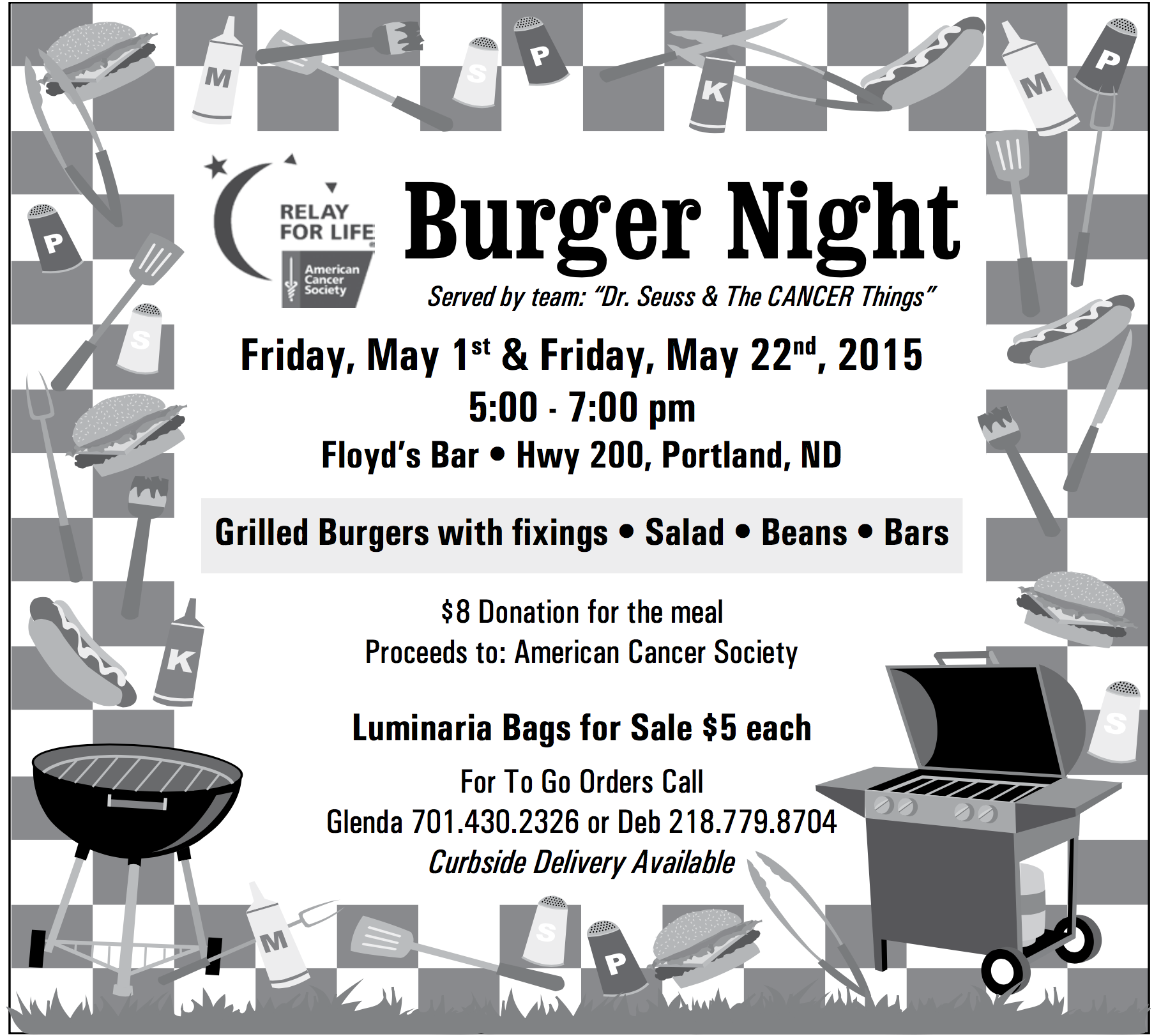 Relay For Life Burger Night Mayville Portland North Dakota