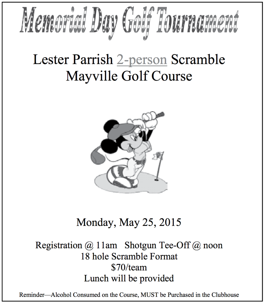 Memorial Day Golf Tournament @ Mayville Golf Club