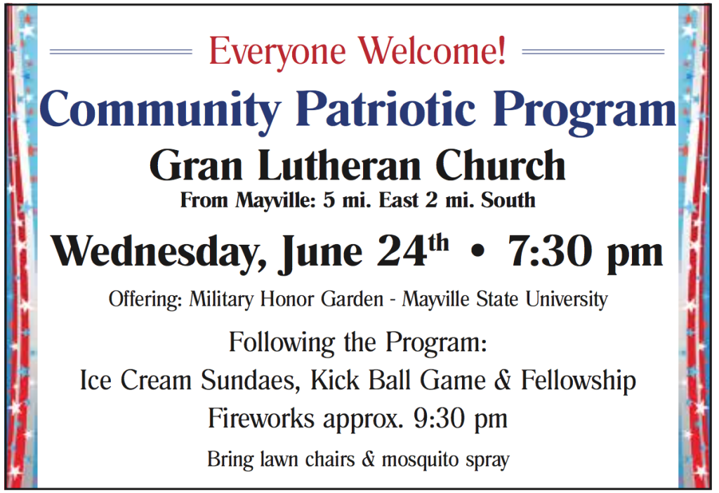 Community Patriotic Program @ Gran Lutheran Church