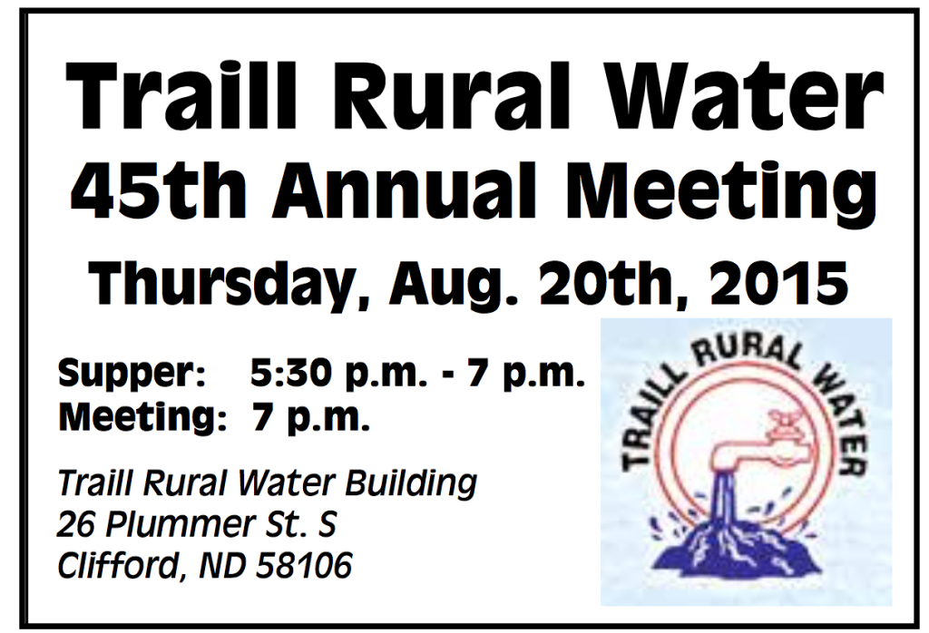 Traill Rural Water 45th Annual Meeting @ Traill Rural Water Building