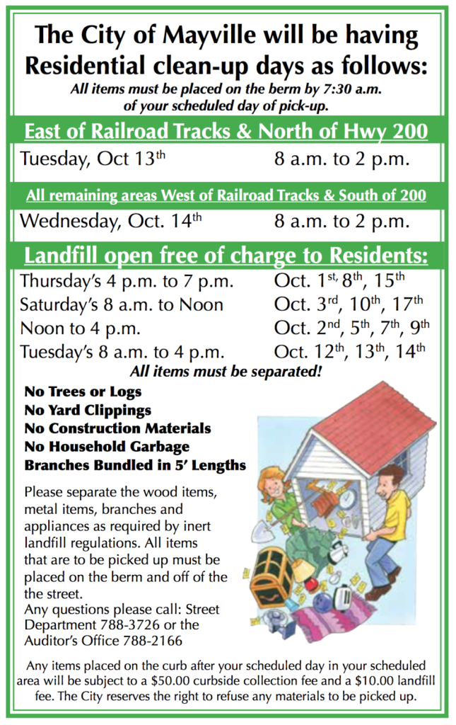 Fall Clean Up Days – Mayville