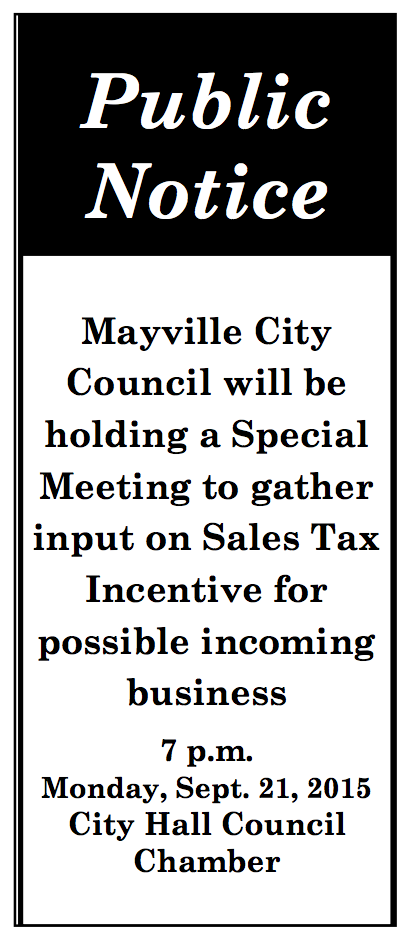 Public Meeting to discuss the potential of attracting the business to the city. @ Mayville City Hall