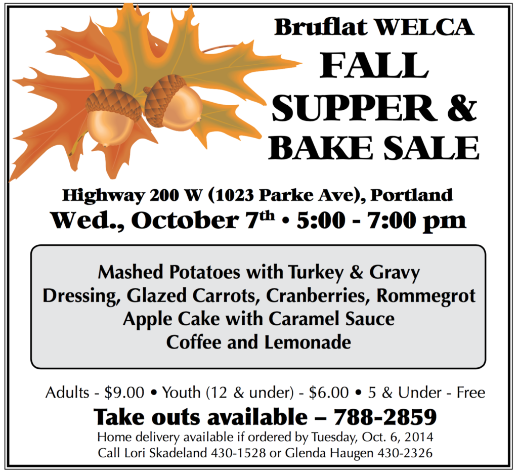 Bruflat WELCA Fall Supper & Bake Sale