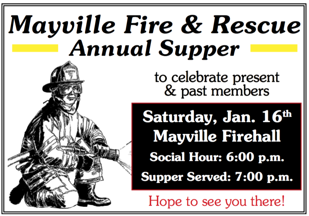 Mayville Fire & Rescue Annual Supper @ Mayville Firehall