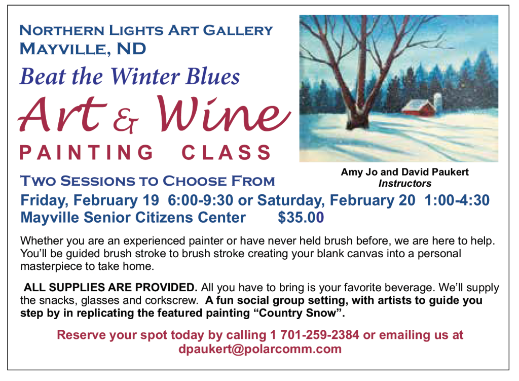 Beat the winter blues art & wine painting class @ Mayville Senior Citizens Center