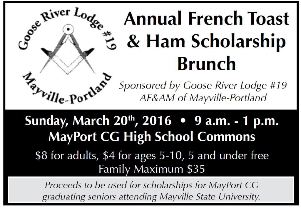 Goose River Lodge French Toast & Ham Scholarship Brunch @ MayPort CG High School