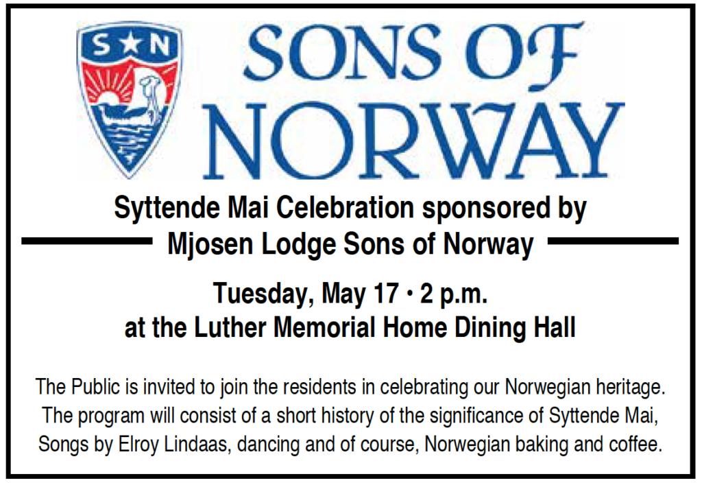 Syttende Mai Celebration @ Luther Memorial Home Dining Hall