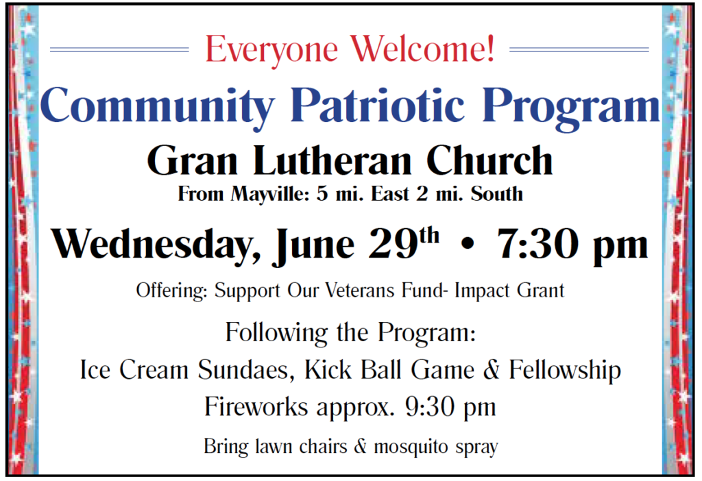 Gran Lutheran Church's Community Patriotic Program @ Gran Lutheran Church