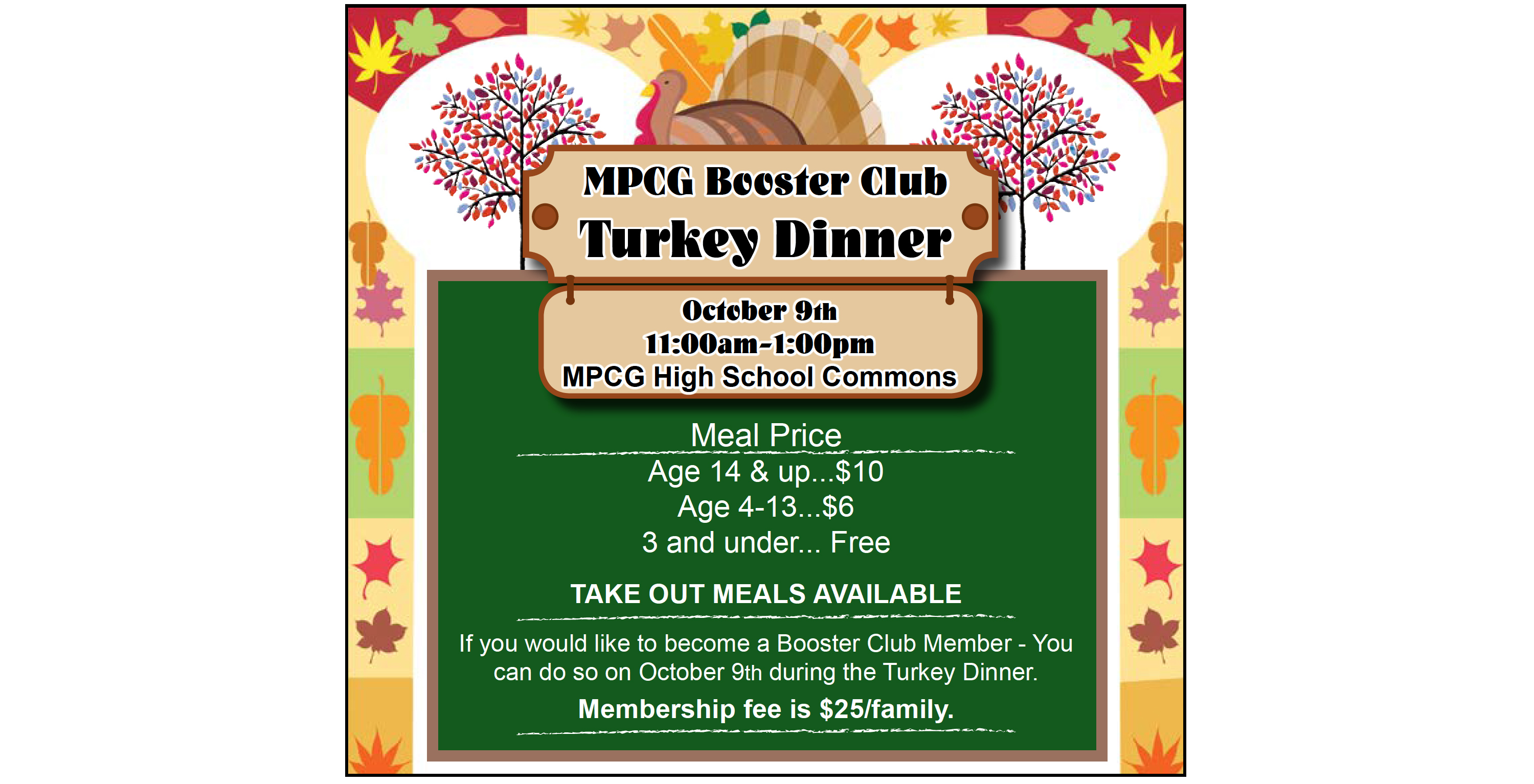 MPCG Booster Club Turkey Dinner @ MPCG High-School Commons