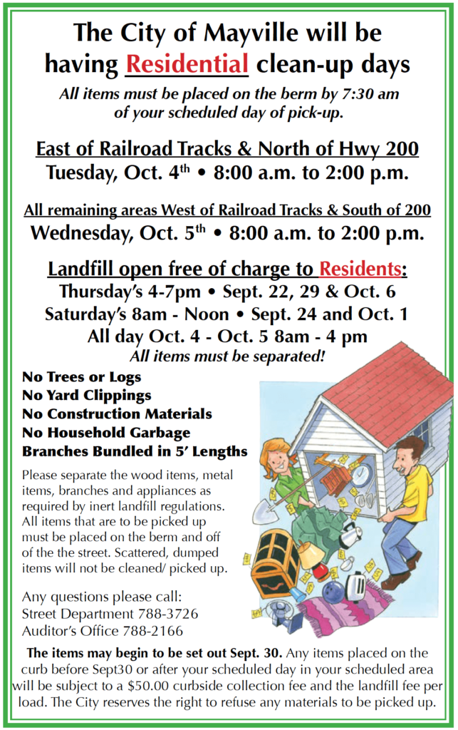 Mayville Residential Fall Cleanup Days