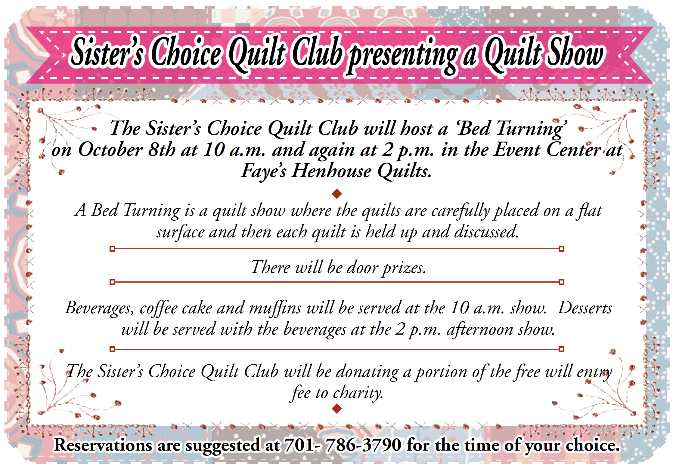 Sister's Choice Quilt Club presenting a Quilt Show @ Faye's Henhouse Quilts