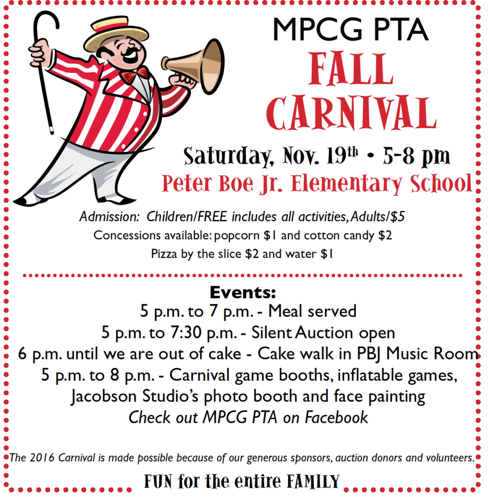 MPCG PTA Fall Carnival @ Peter Boe Jr. Elementary School