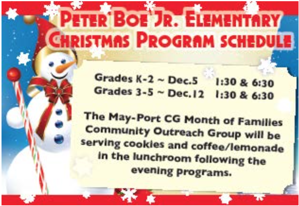 Elementary Christmas Programs @ Peter Boe Jr. Elementary