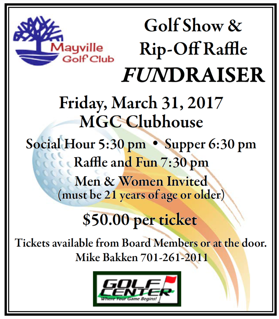 Mayville Golf Club - Golf Show & Rip-Off Raffle Fundraiser @ Mayville Golf Club