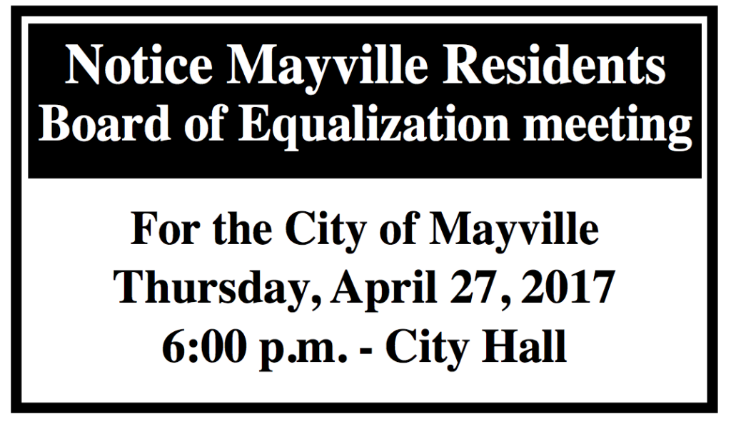 Mayville Board of Equalization Meeting @ Mayville City Hall