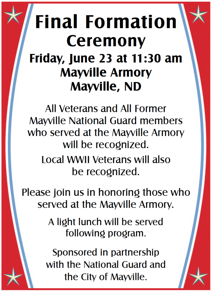 Final Formation Ceremony @ Mayville Armory