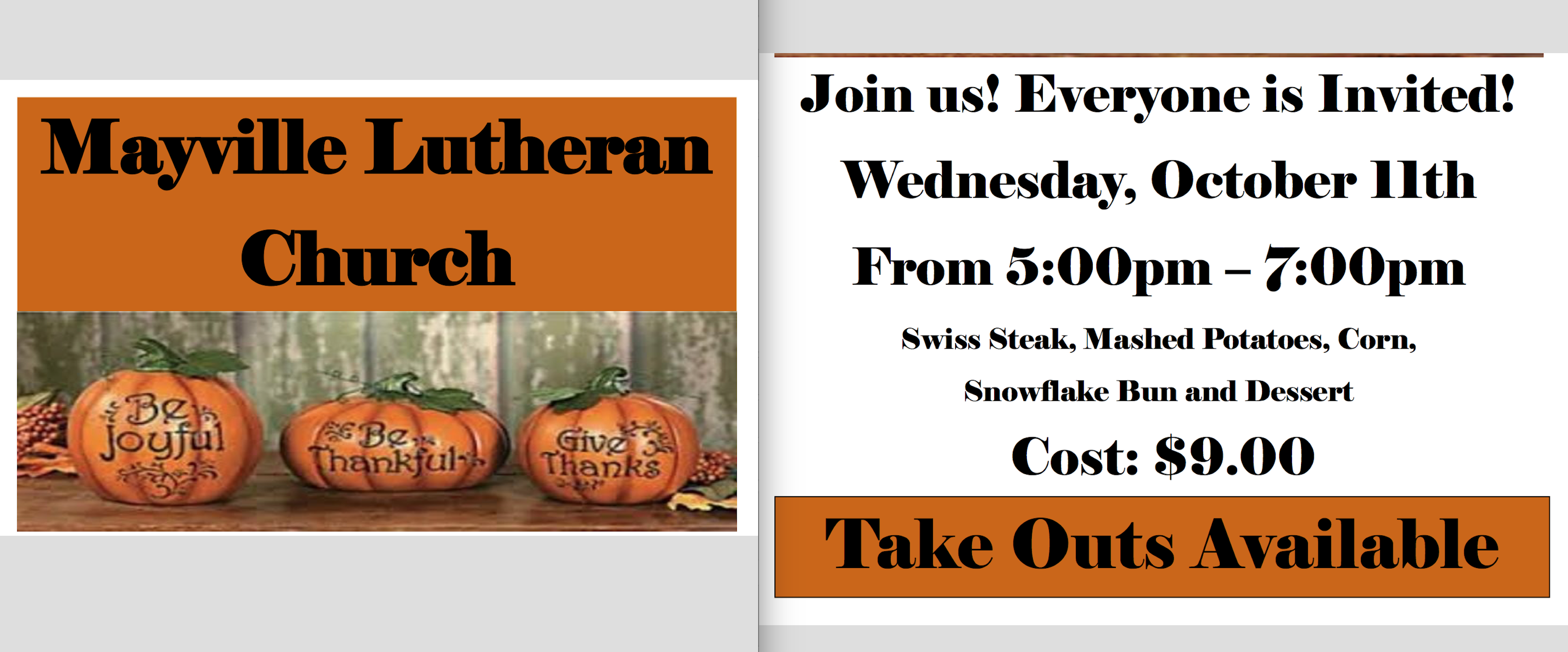 Mayville Lutheran Church Fall Supper Mayville Portland, North Dakota