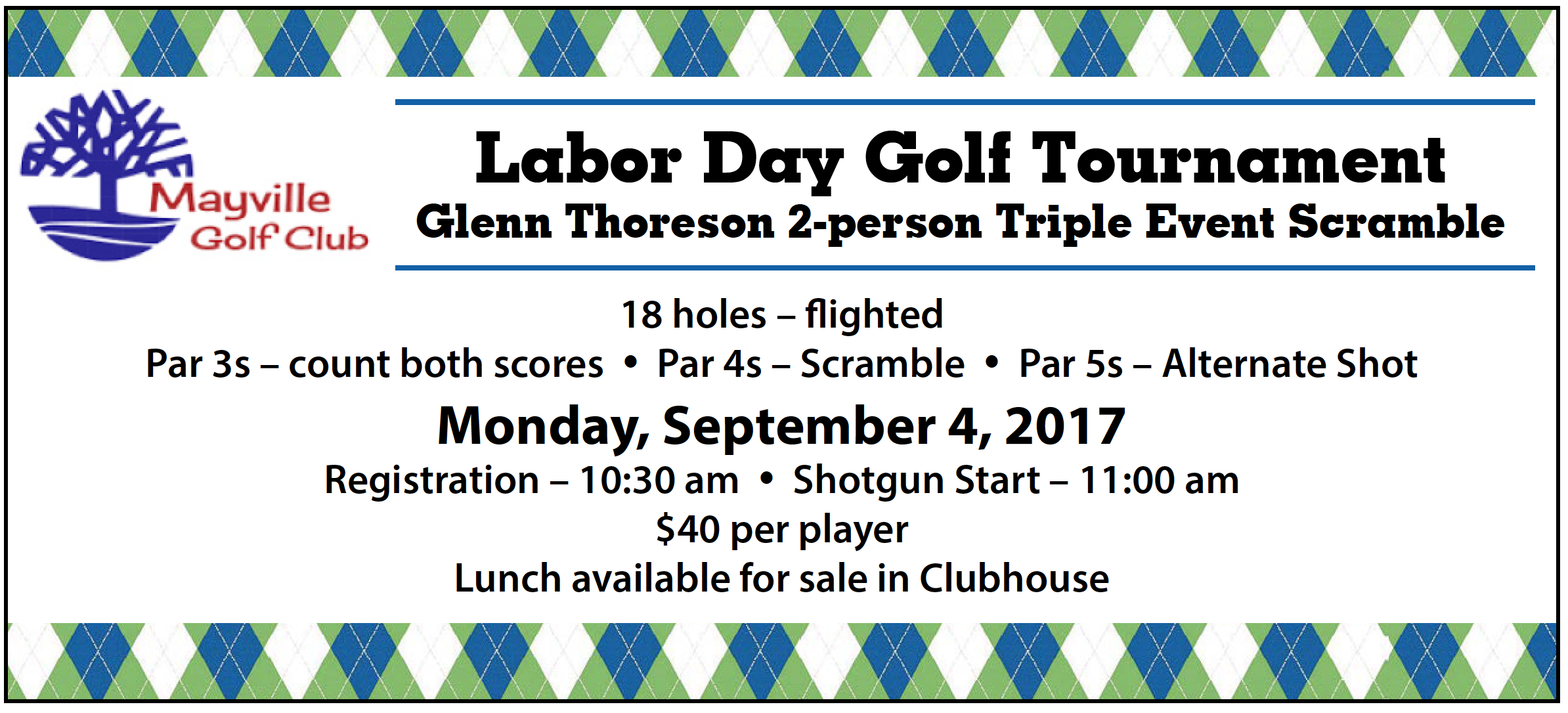Labor Day Golf Tournament @ Mayville Golf Club