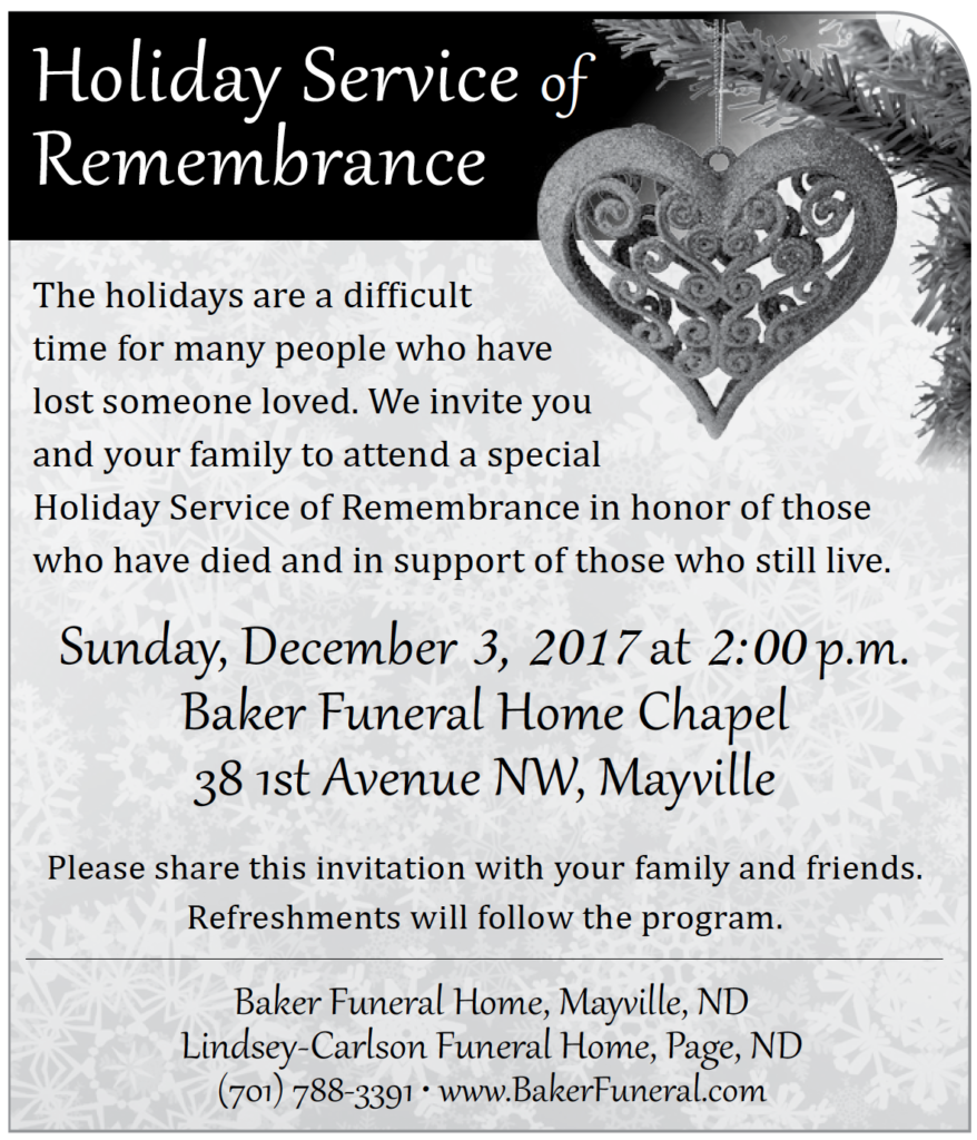 Holiday Service of Remembrance @ Baker Funeral Home Chapel