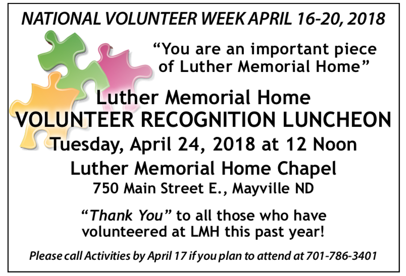 Luther Memorial Home Volunteer Recognition Luncheon