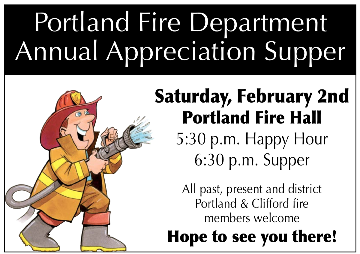 Portland Fire Department Annual Appreciation Supper @ Portland Fire Hall