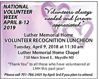 Volunteer Recognition Luncheon @ Luther Memorial Home Dining Room