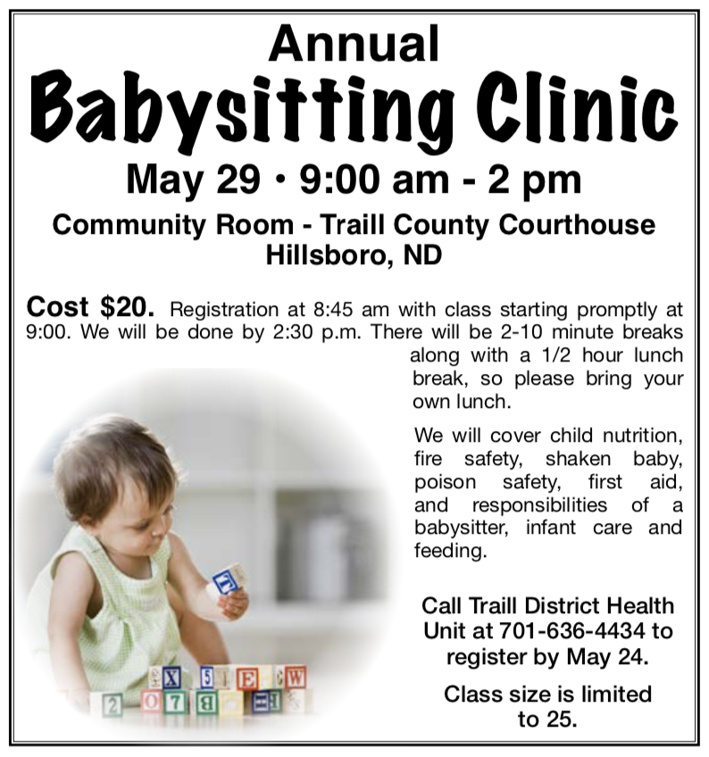 2019 Babysitting Clinic @ Traill County Courthouse Community Room