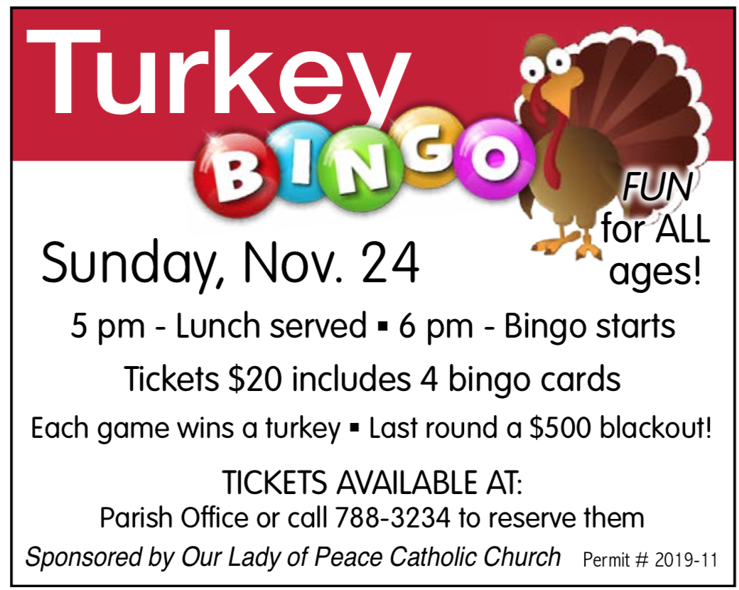 Turkey Bingo! @ Our Lady of Peace Catholic Church