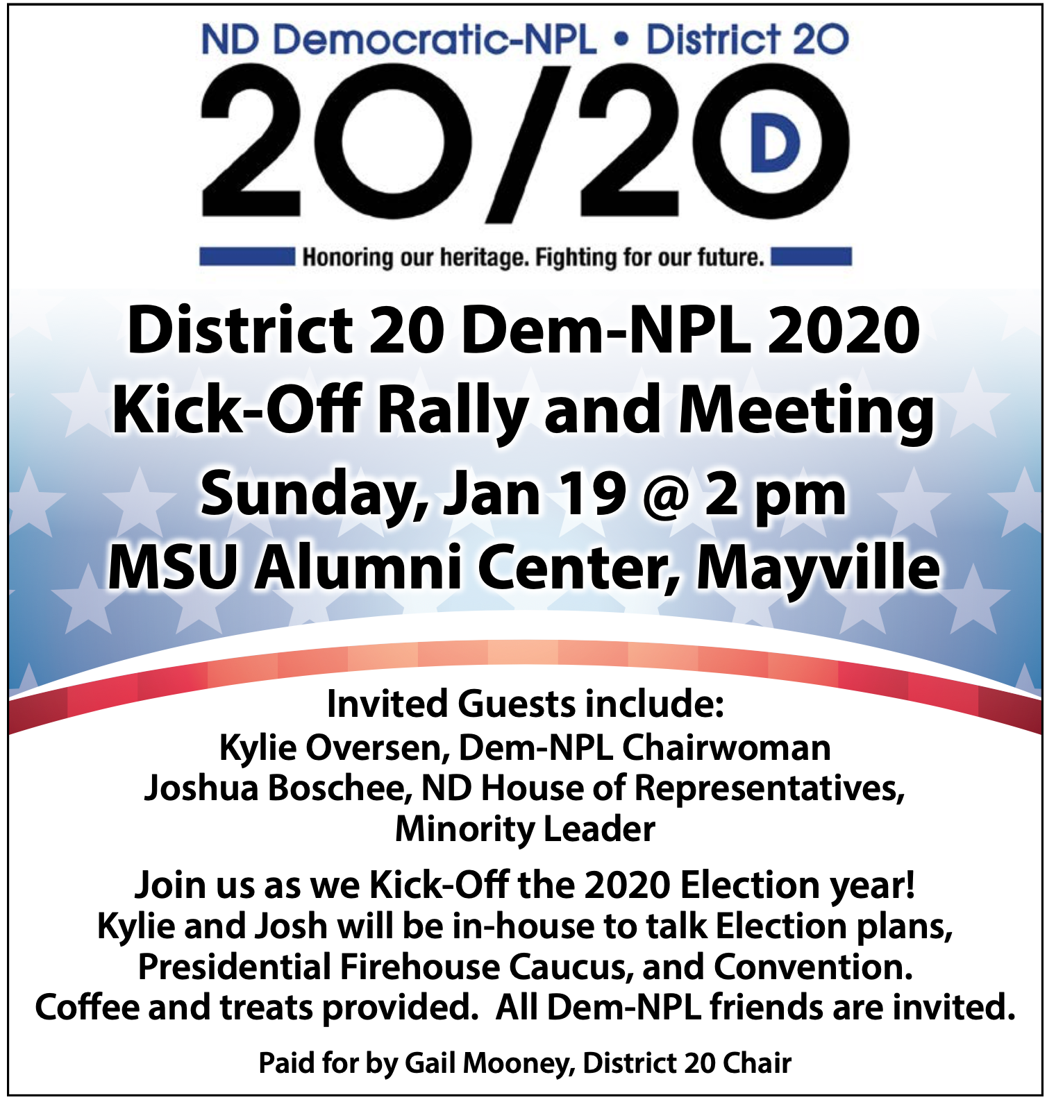 District 20 Democratic NPL 2020 Kickoff @ MSU Alumni Center