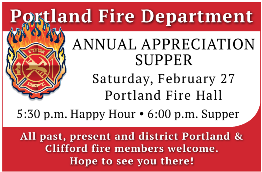 Portland Fire Department Annual Appreciation Supper @ Portland Fire Hall