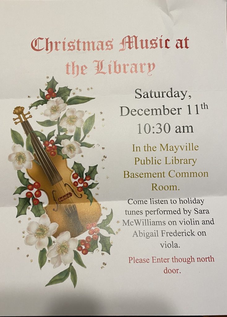 Christmas Music at the Library @ Mayville Library