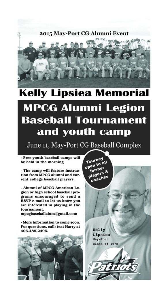 Kelly Lipsiea Memorial Alumni Legion Baseball Tournament and Youth Camp @ May-Port CG Baseball Field