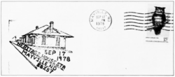 The Postal Service presented this No. 1 first day cover issued in Mayville to the city at ceremonies in connection with the first open house at the Heritage Center – Sept. 20, 1978 The Postal Service presented this No. 1 first day cover issued in Mayville to the city at ceremonies in connection with the first open house at the Heritage Center – Sept. 20, 1978